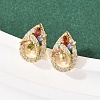 Brass Micro Pave Cubic Zirconia Stud Earrings EJEW-F400-02E-G-1