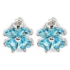 Cubic Zirconia Clover Stud Earrings EJEW-I304-14P-02-1