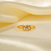 Adjustable 304 Stainless Steel with Cubic Zirconia Cuff Open Rings for Women DT5559-2