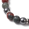 Natural African Bloodstone & Synthetic Turquoise & Hematite Beaded Stretch Bracelets BJEW-JB13449-4