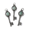 Key Brass Natural Green Aventurine Big Pendants KK-D361-01AS-14-1