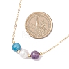Natural Cultured Freshwater Pearl & Natural Amethyst & Apatite Round Beaded Pendant Brass Cable Chain Necklaces for Women NJEW-JN05686-3