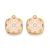 Printed Style 304 Stainless Steel Square Pendants STAS-T071-25E-G-1