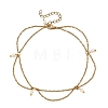White Round Shell Pearl Charm Anklets AJEW-AN00834-3