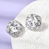 Brass Pave Cubic Zirconia & Glass Stud Earrings EJEW-G471-03P-5