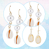3 Pairs 3 Style Narural Shell Dangle Earrings EJEW-AN0001-70-3