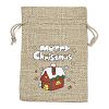 Christmas Printed Burlap Packing Pouches Drawstring Bags ABAG-Q053-02A-08-1