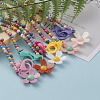 Personalized Spary Painted Natural Wood Beaded Necklaces NJEW-JN03243-6