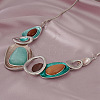 Oval Alloy Enamel Pendant Necklaces & Stud Dangle Earrings Sets for Women WG437DC-01-2