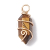 Natural Mixed Stone Copper Wire Wrapped Pointed Pendants PALLOY-JF02677-01-4