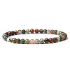 4mm Round Natural Indian Agate Beads Bracelet for Men X-KG3069-20-1