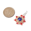 2Pcs Flower Glass & Seed Bead Woven Pendants PALLOY-MZ00265-3