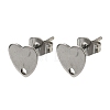 Non-Tarnish 304 Stainless Steel Heart Stud Earring Findings X-STAS-R063-37-1
