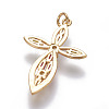 Brass Cubic Zirconia Pendants ZIRC-O030-01G-2