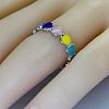 Heart Zinc Alloy Enamel Finger Rings WG3FD51-02-4