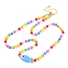 Porcelain Fish Pendant Rainbow Color Glass Beaded Necklaces for Friends and Couples KF3974-2-1