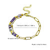 Bohemian Natural Amethyst Heishi Beads Bracelets with 304 Stainless Steel Paperclip Chains WGD41F4-02-2