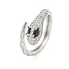 304 Stainless Steel Cubic Zirconia Open Cuff Ring for Women RJEW-S406-05P-02-1
