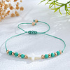 Adjustable Glass & Brass Beads Braided Bead Bracelets KF3798-3-1