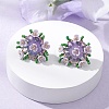 Flower Handmade Glass Seed Beads Stud Earrings EJEW-MZ00656-03-1