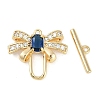 Brass Micro Pave Clear Cubic Zirconia Toggle Clasps KK-K391-20G-2