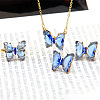 Butterfly Alloy Glass Pendant Necklaces & Stud Earrings & Rings Sets for Women WG31995-12-1