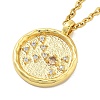 304 Stainless Steel Cubic Zirconia Constellation Flat Round Pendants STAS-S145-01C-2