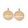 Brass & Clear Cubic Zirconia Pendants KK-G558-15G-1