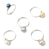 Copper Wired Natural Pearl Finger Rings RJEW-JR01037-3