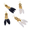 2 Pairs 2 Colors Feather Chandelier Earrings EJEW-TA0001-82-2