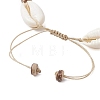 Ocean Theme Adjustable Cowrie Shell & Coconut Braided Bead Bracelets BJEW-JB11461-01-4