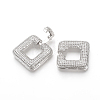 Brass Micro Pave Cubic Zirconia Fold Over Clasps ZIRC-S058-01P-3