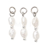 Natural Baroque Keshi Pearl & Electroplate Synthetic Non-magnetic Hematite Beaded Pendants PALLOY-JF04993-02-1