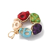 Copper Wire Wrapped Dyed Synthetic Turquoise Skull Beaded Pendants PALLOY-JF04676-5