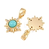 Brass Micro Pave Clear Cubic Zirconia with Synthetic Turquoise Charms KK-CBA2DE6-10G-02-2