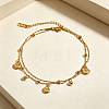 Summer Beach 304 Stainless Steel Shell Shape Charm 2-Strand Anklets for Women WGA5262-01-4