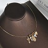 Bohemian Brass Micro Pave Clear Cubic Zirconia & Imitation Pearl & Opalite Cross Heart Oval Pendant Square Snake Chain Necklaces WGC9CA1-01-2