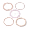 5Pcs 5 Styles Faceted Round Glass Beaded Stretch Bracelet Sets BJEW-JB10423-01-4