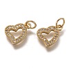 Brass Micro Pave Clear Cubic Zirconia Charms ZIRC-B002-60G-1