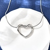 201 Stainless Steel Hollow Heart Pendant Snake Chain Necklaces for Women NJEW-B124-02P-3