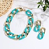 CCB Plastic Oval Link Chain Necklaces & Stud Dangle Earrings Sets FS-WG0CE63-05-1