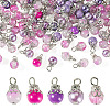 100Pcs Mixed Styles Glass Pendants PALLOY-TADJ00010-1