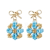 Glass Seed Beads Dangle Stud Earrings EJEW-MZ00702-02-2
