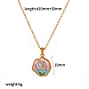 304 Stainless Steel Enamel Flower Pendant Necklaces WG5B215-02-1