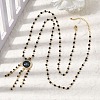 Boho Brass Resin Layered Tassel Evil Eye Pendant Necklaces NJEW-L014-02G-1