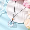 Acrylic Oval Pendant Black Waxed Polyester Cord Long Necklaces NJEW-JN05678-5