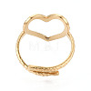 Ion Plating(IP) 304 Stainless Steel Heart Cuff Ring RJEW-N038-123LG-3