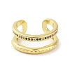 Real 18K Gold Plated Brass Micro Pave Cubic Zirconia Open Cuff Rings RJEW-M170-06G-01-2