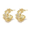 C-Shaped Brass & Clear Cubic Zirconia Stud Earrings KK-CBA36A2-02G-4