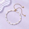 Natural Cultured Freshwater & Brass Beaded Slider Bracelets BJEW-JB13324-02-1